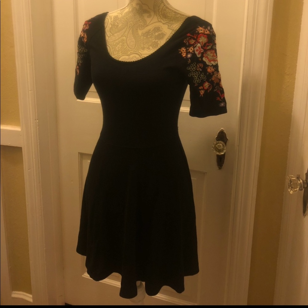 Free people embroidered sleeve mini dress